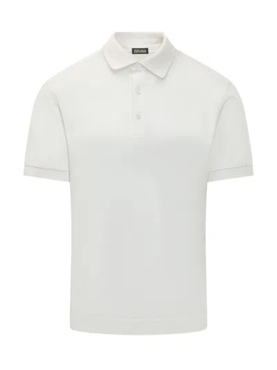 Zegna White Solid Shirt Collar Polo