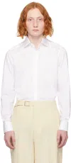 Zegna Micro Striped Trecapi Tailored Fit Long Sleeve Shirt In 701350a7bianco