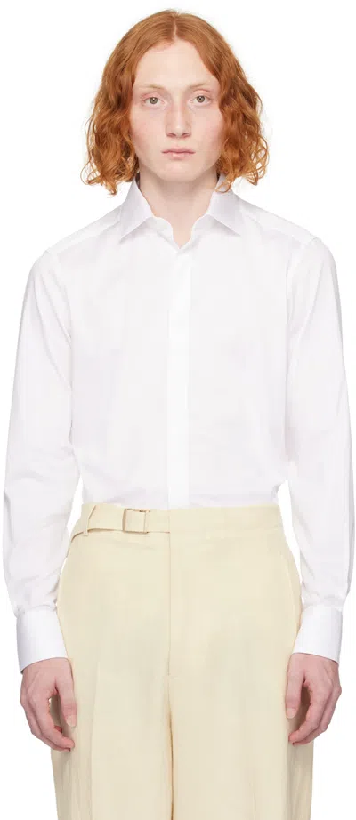 ZEGNA WHITE SPREAD COLLAR SHIRT