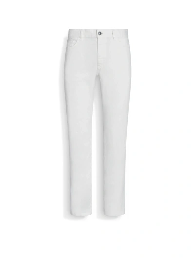 Zegna White Stretch Linen And Cotton Roccia Jeans