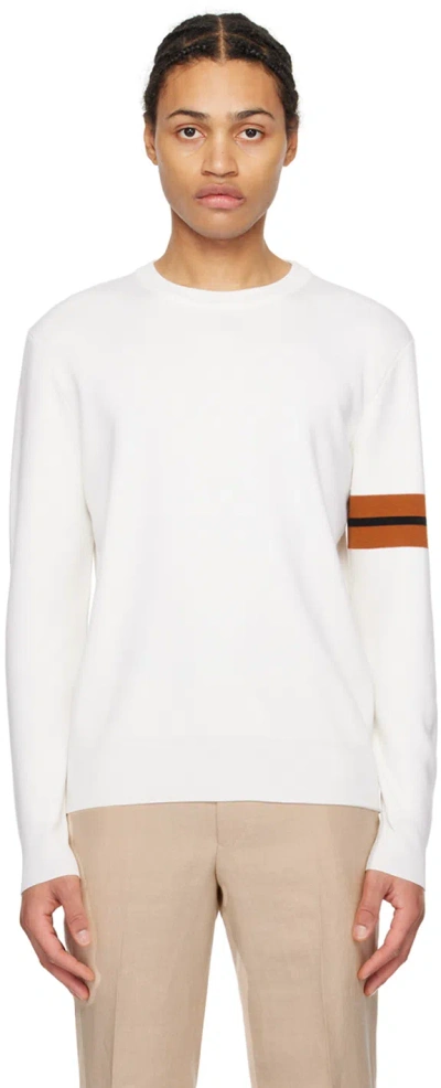 Zegna White Stripe Sweatshirt In N01 White