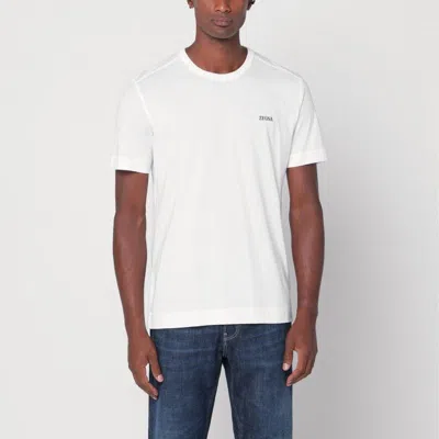Zegna Logo Crew Neck T-shirt Short Sleeves In White