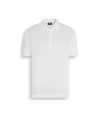 Zegna Cotton Polo Shirt With Intarsia Knitted Stripe In White