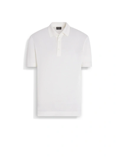 Zegna White  Silk Polo Shirt