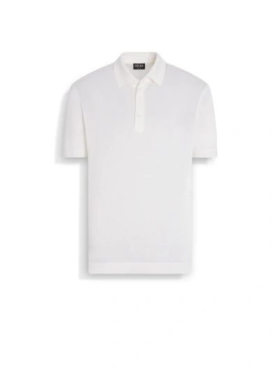 ZEGNA WHITE ZEGNA SILK POLO SHIRT