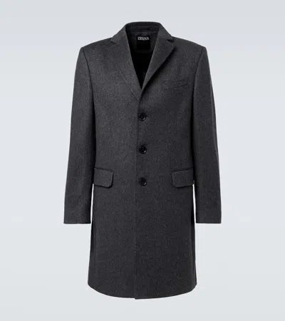 Zegna Wool And Cashmere-blend Coat In Gray