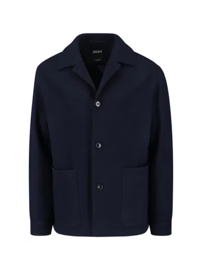 ZEGNA WOOL AND CASHMERE BLEND SHIRT JACKET