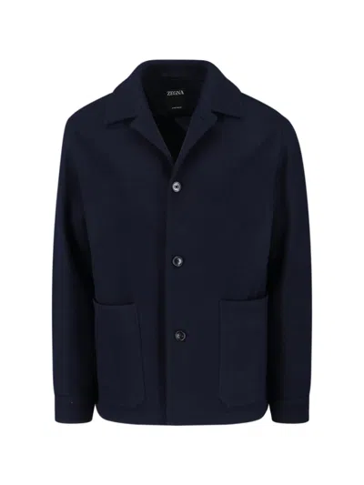 ZEGNA WOOL AND CASHMERE BLEND SHIRT JACKET