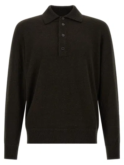 Zegna Wool And Cashmere Polo Shirt In Brown