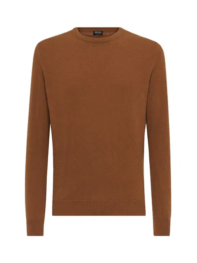 Zegna Wool And Cashmere Sweater Brown