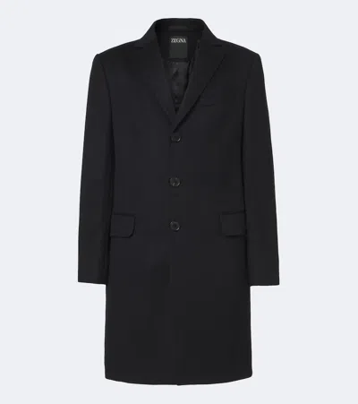 Zegna Wool And Cashmere-blend Coat In Black