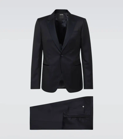 Zegna Wool And Mohair Tuxedo In Blue