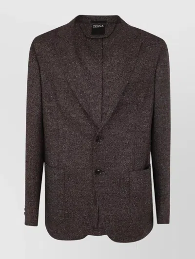 Zegna Wool And Silk Blend Jacket In Purple