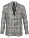 Zegna Checked Single-breasted Blazer In Gray