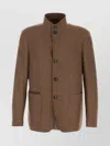 Zegna Wool Blend Blazer Stand Collar In Brown