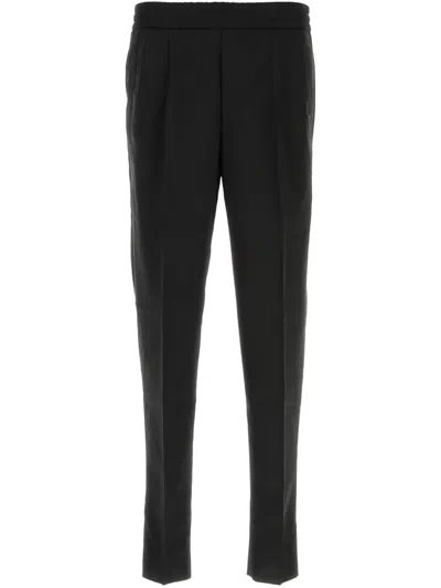 Zegna Wool-blend Trousers In Black