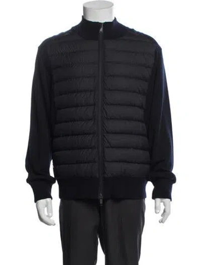 Pre-owned Zegna Wool Bomber Jacket In Blue