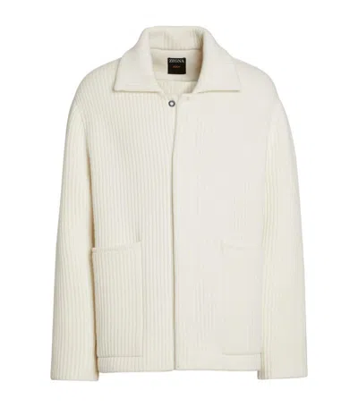 Zegna Wool-cashmere Chore Jacket In Blanc