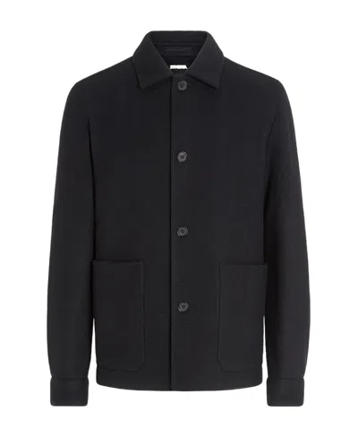 Zegna Wool-cashmere Shirt Jacket In Black