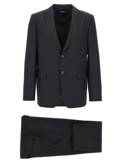 Zegna Wool Dress One Hundred And Twenty Thousand Suits Gray In Blue