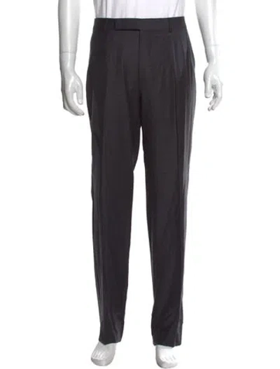 Pre-owned Zegna Wool Dress Pants In Gray
