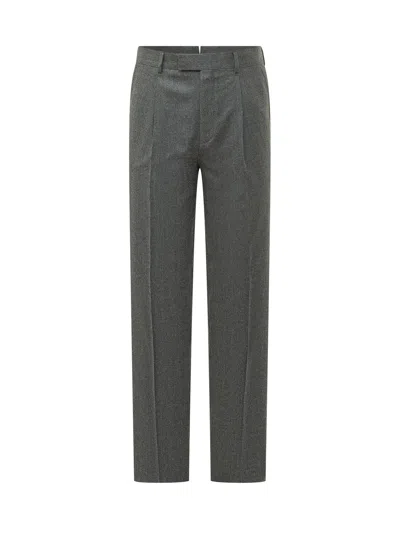 Zegna Wool Flannel Trousers In Gray