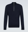 Zegna Wool Half-zip Sweater In Navy Blue