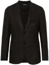 Zegna Houndstooth-pattern Blazer In Black