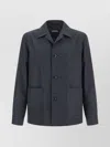 Zegna Wool Jacket Featuring Long Sleeves And Pockets In Blue