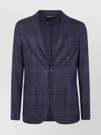 ZEGNA WOOL JACKET WITH CHEST AND FRONT POCKETS