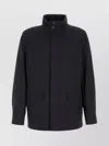 Zegna Wool Jacket With High Collar And Pockets In Black