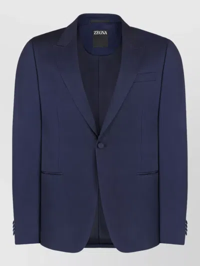 Zegna Wool Mohair Single Breasted Suit In Blue