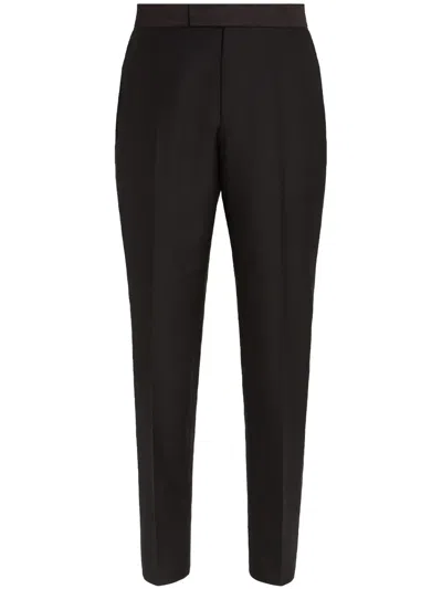 Zegna Wool-mohair Tailored Trousers In Schwarz