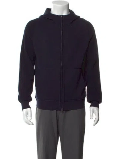 Pre-owned Zegna Wool Open Front Cardigan In Blue