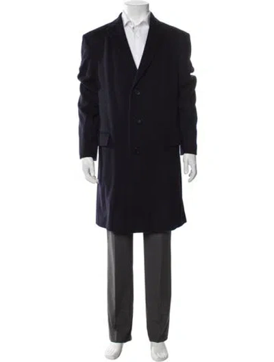 Pre-owned Zegna Wool Overcoat In Blue