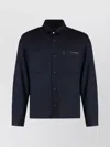 Zegna Techmerino Black Shirt With Classic Collar And Tailored Fit In Blue