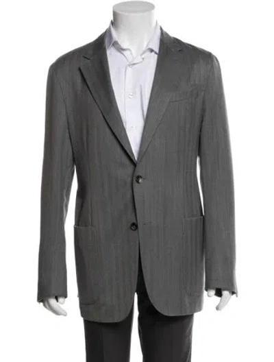 Pre-owned Zegna Wool Peacoat In Gray