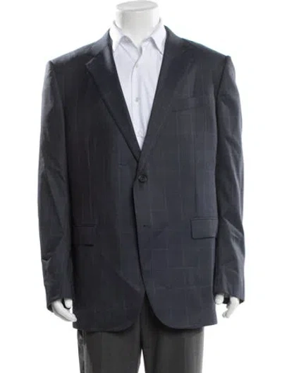 Pre-owned Zegna Wool Plaid Print Blazer In Black