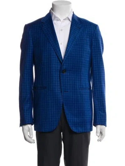 Pre-owned Zegna Wool Plaid Print Blazer In Multi