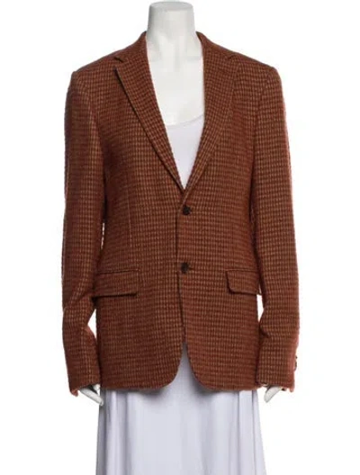 Pre-owned Zegna Wool Printed Blazer In Orange