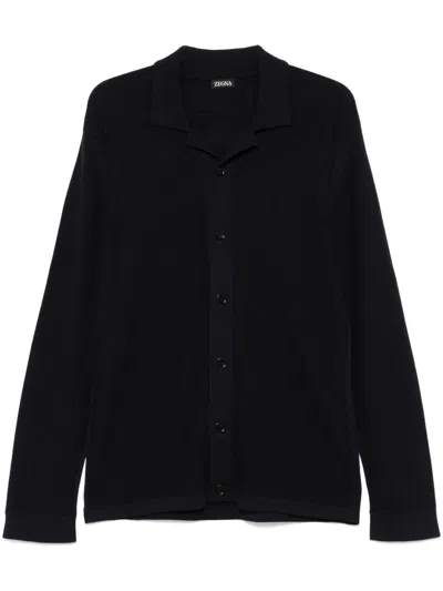 Zegna Wool Shirt In Black