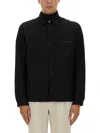 Zegna Button-up Wool Shirt With Zip Pocket Detail In Black