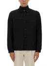Zegna Button-up Wool Shirt With Zip Pocket Detail In Black