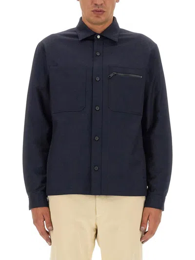 Zegna Padded Techmerino Shirt Jacket In Blue