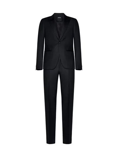 Zegna Wool Single-breasted Blazer In Brown