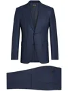 Zegna Wool Single-breasted Suit In Blue