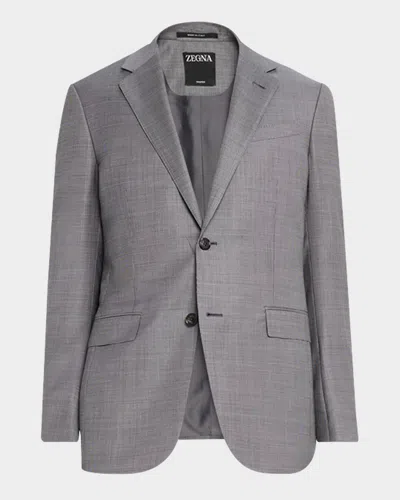 Zegna Wool Single-breasted Blazer In Gray