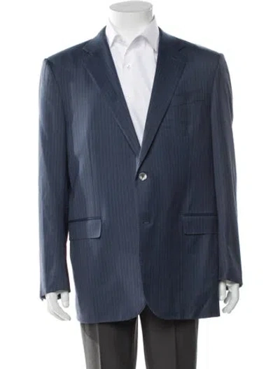 Pre-owned Zegna Wool Striped Blazer In Blue