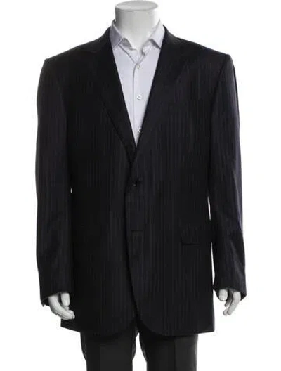 Pre-owned Zegna Wool Striped Blazer In Blue
