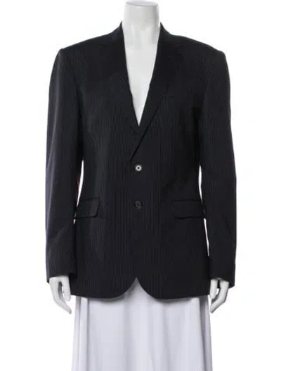 Pre-owned Zegna Wool Striped Blazer In Blue